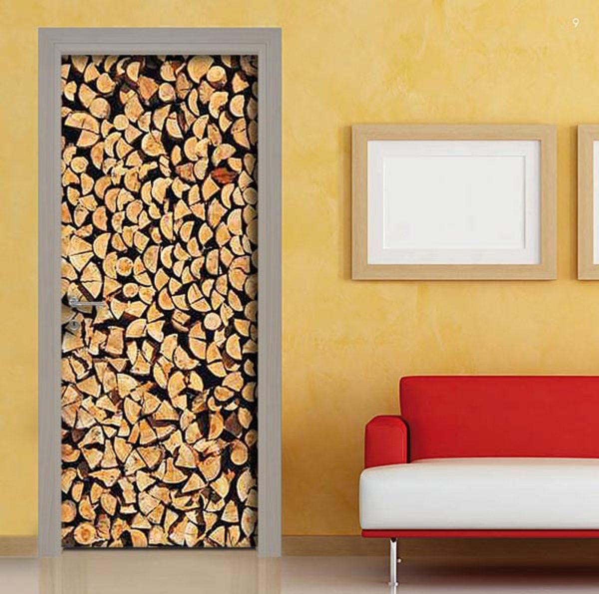 Pellicola adesiva – catasta di legna per rivestimento porta