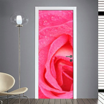 Adesivo della porta, adesivi decorativi Piante esotiche rosa per porte, 204  cm x 83 cm
